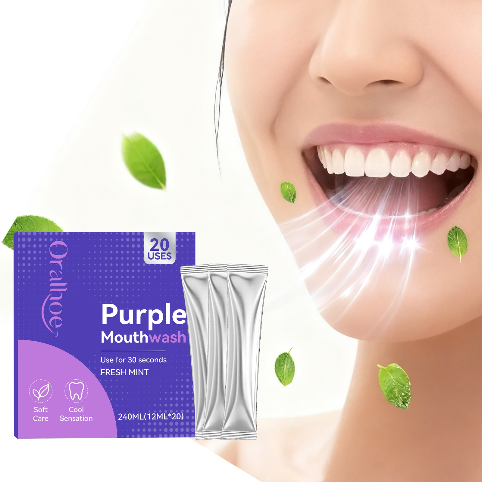 20pcs Purple Mouthwash Teeth W - Teeth Whitening Mouthwash ulasan dan harga
