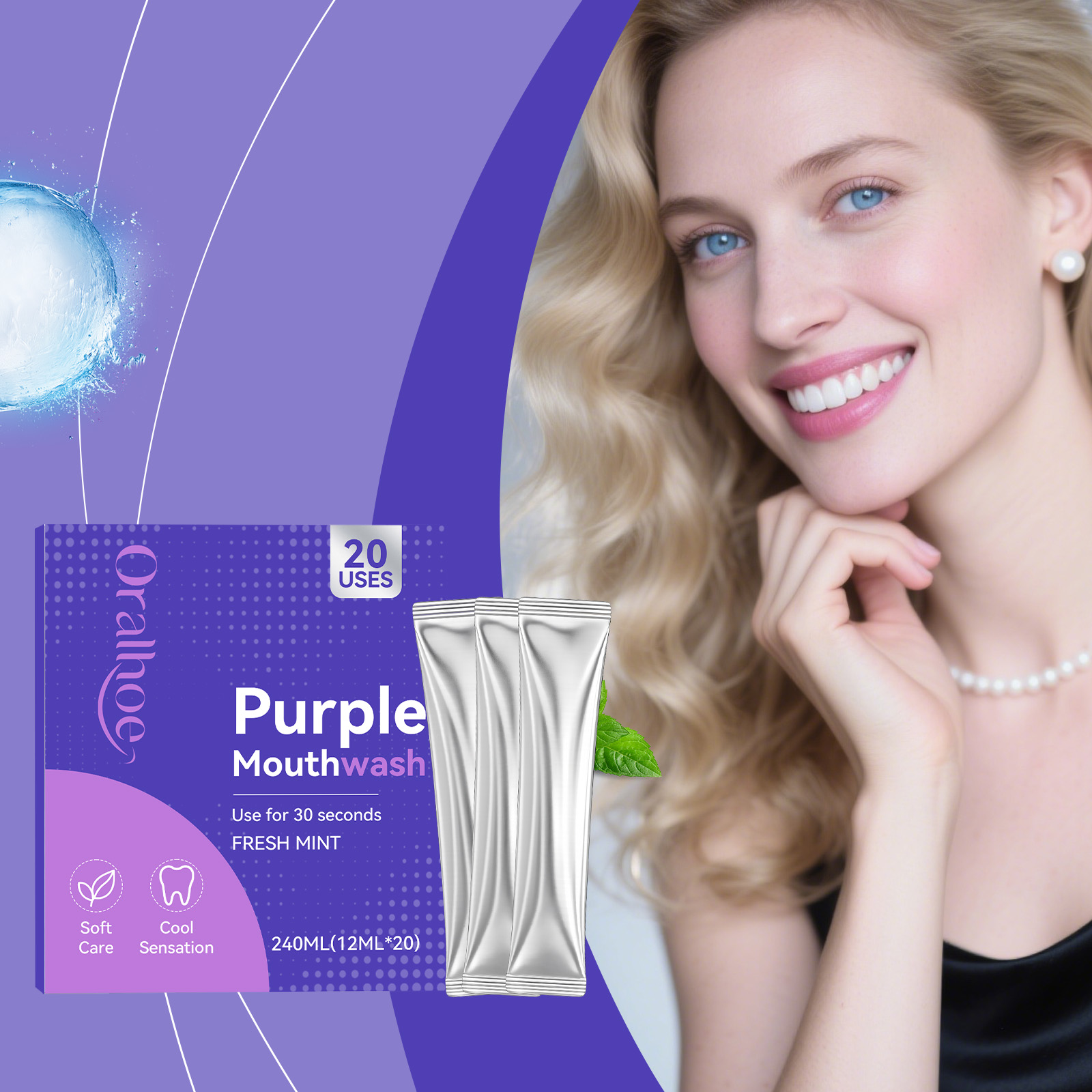 20pcs Purple Mouthwash Teeth W - Teeth Whitening Mouthwash ulasan dan harga