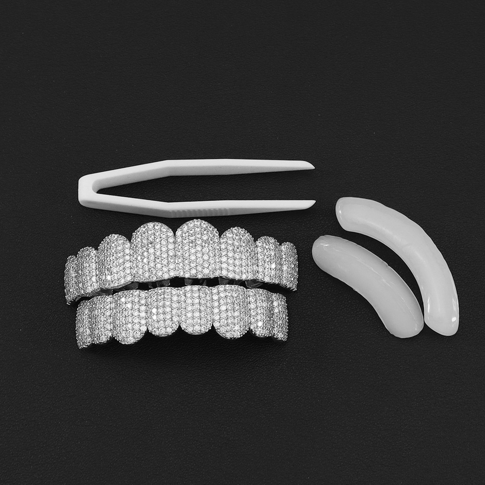 Silver Plated Full Iced Out CZ - Teeth Whitening Moulds ulasan dan harga