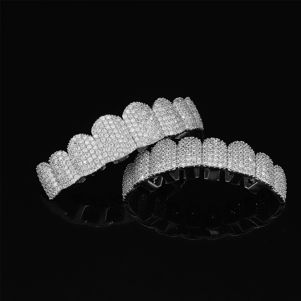 Silver Plated Full Iced Out CZ - Teeth Whitening Moulds ulasan dan harga